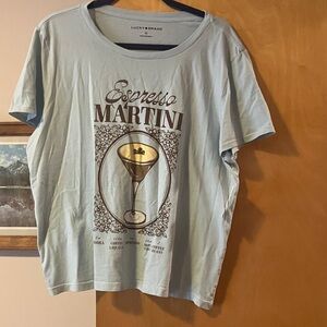 BNWT Women’s Lucky Brand Light Blue Espresso Martini Graphic Tee -XL